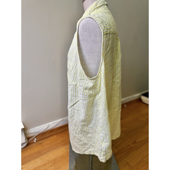 Time and Tru Women's Stripe Yellow White Sleeveless Summer Linen Blend Shirt 1X - Picture 3 of 10